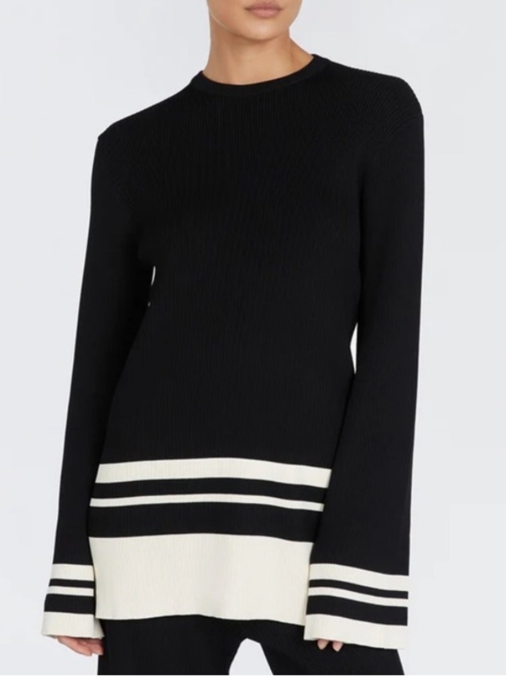 Dissh Madison Black Contrast Jumper Sweater Quiet Luxury  Timeless Size Large